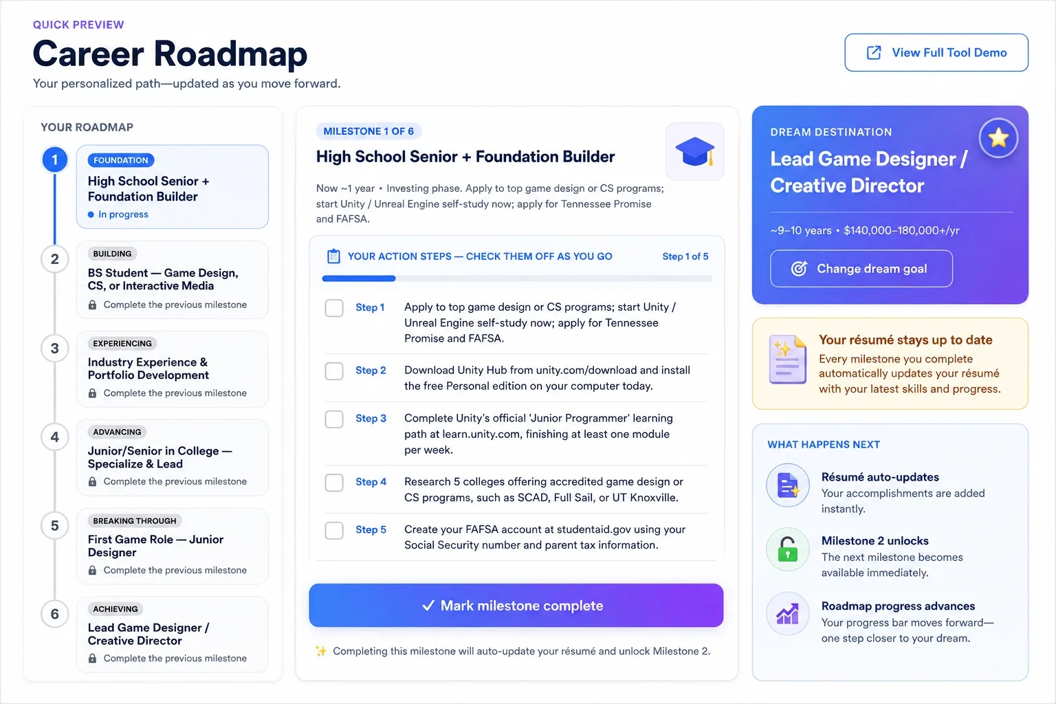 Career Roadmap enlarged quick preview